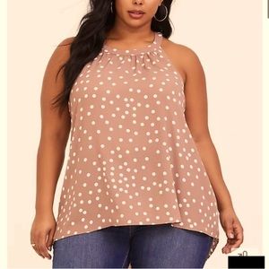Polk Dot Sleeveless High/Low Top